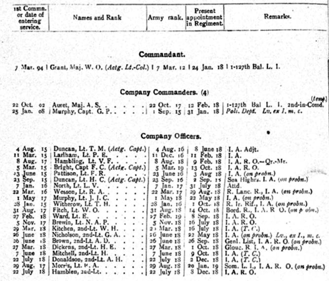 2nd Battalion 98th Infantry British Officers 1919