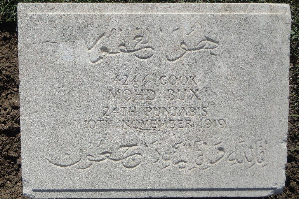 Gravestone of a Cook in the 24th Punjabis