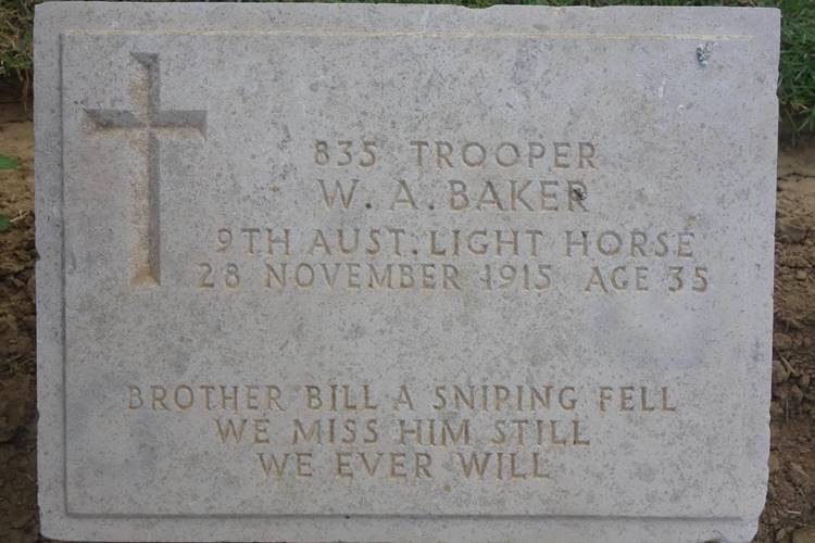 Trooper Baker Embarkation Pier Cemetery Gallipoli