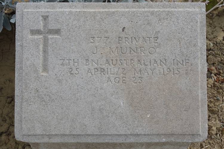 Private Munro No.2 Outpost Cemetery Gallipoli