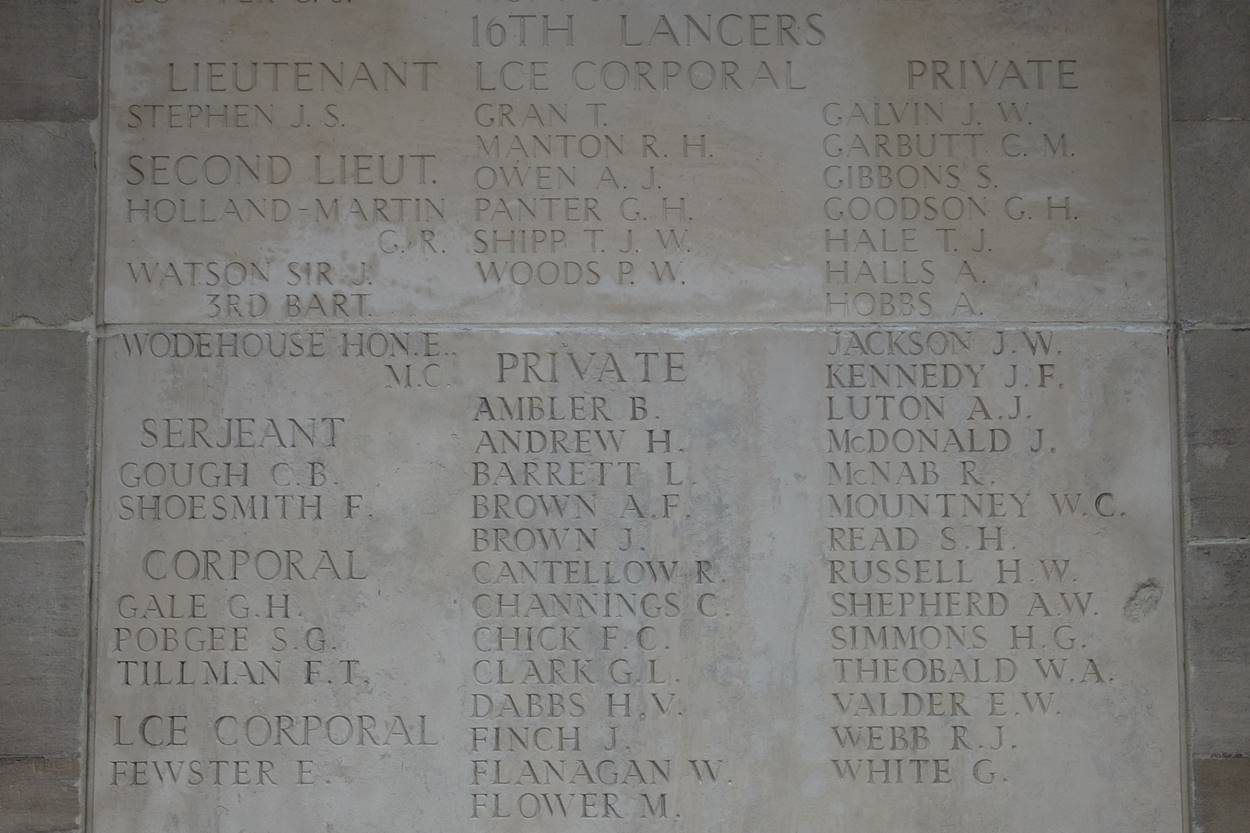 16th Queens Lancers Pozieres Memorial