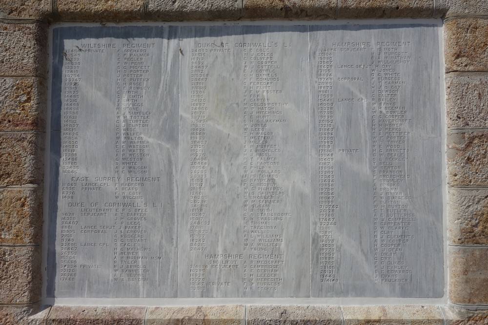 2nd Battalion Duke of Cornwall's Light Infantry Panel Doiran Memorial